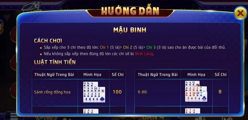 Luật chơi Mậu binh Sky88 cho game thủ 